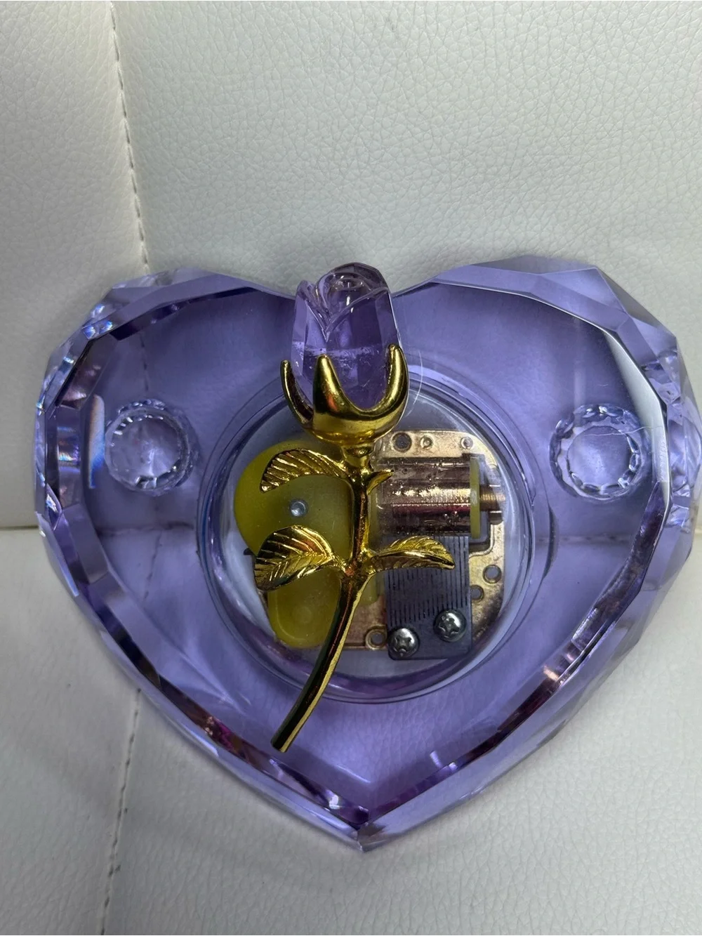 Gold Tulip Brooch on Lavender Heart Accent